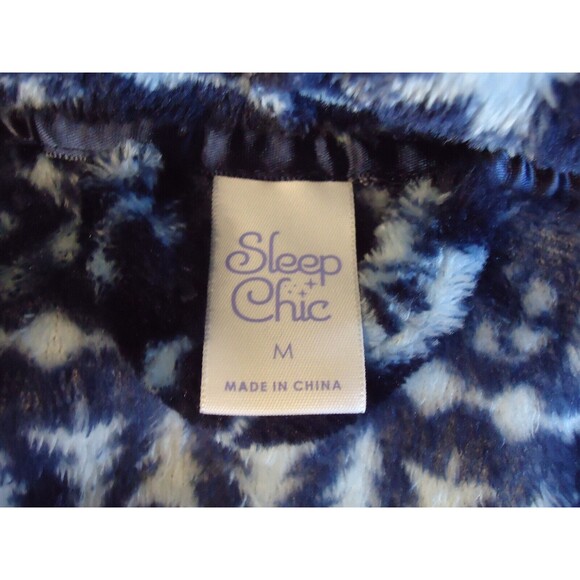 Sleep Chic Holiday Gingerbread Hooded Robe W/Pockets Super Soft Sz Medium Navy - Picture 6 of 8